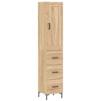 vidaXL Vidaxl - Aparador De Madera Contrachapada Roble Sonoma 34,5x34x180 Cm