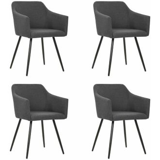 vidaXL Sillas De Comedor Giratorias 4 Unidades Tela Gris Oscuro Vidaxl