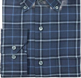 Scott Barber Mens Lightweight Twill Plaid Shirt In Navy