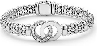 Lagos Signature Caviar Interlocking Diamond Bracelet in Silver at Nordstrom, Size 7.5