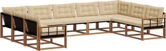 vidaXL Conjunto De Sof&aacute;s De Exterior 9 Uds. Natural Y Beige Vidaxl