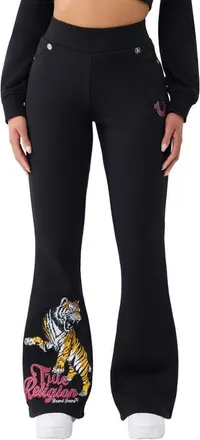 True Religion Crystal Tiger Bootcut Pants in Jet Black at Nordstrom, Size Xx-Large