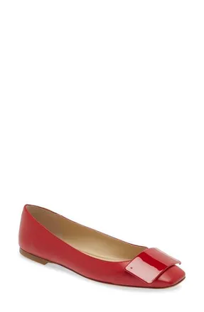 Bells & Becks Emma Ballerina Flat with Tab in Red at Nordstrom, Size 36.5