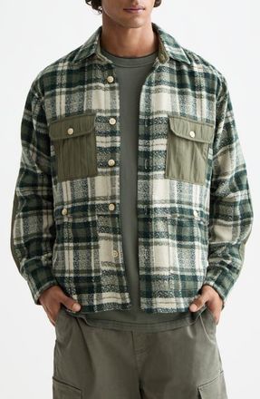 Scotch & Soda Plaid Patchwork Regular Fit Button-Up Shirt in Thyme Check at Nordstrom, Size X-Large