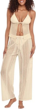 Steve Madden Sheer Lace Cargo Cover-Up Pants in Pearl at Nordstrom, Size X-Small