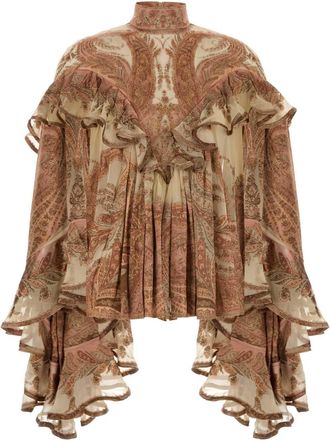 Zimmermann Printed Satin Hypnotic Blouse