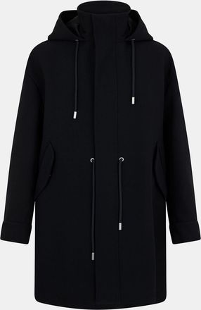 Off-white Mens Off White Hooded Drawstring Solid Patterned Parka Coat in Black - Size X-Small