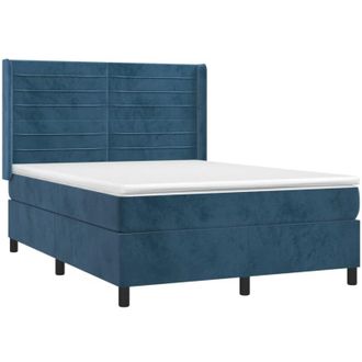 vidaXL Cama Box Spring Con Colch&oacute;n Terciopelo Azul Oscuro 140x200 Cm Vidaxl