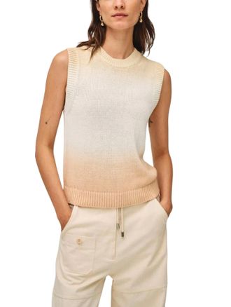White + Warren Cotton Linen Dip Dye Shell In Neutral Combo