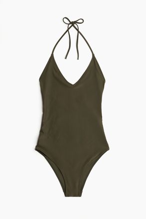H&M Neckholder-Badeanzug - Dunkles Khakigr&uuml;n