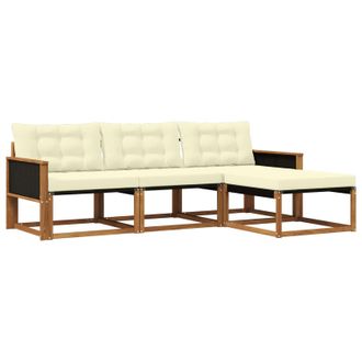 vidaXL Conjunto De Sof&aacute;s De Exterior Con Coj&iacute;n 4 Pcs Natural Y Crema Vidaxl