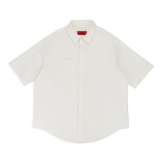 Fourtwofour on Fairfax OFF-WHITE TEXTURED SHORT SLEEVE BUTTON-DOWN SHIRT