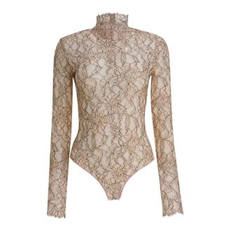 Valentino Body, female, Beige, Size: M Floral Lace Bodysuit