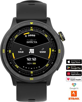 Invicta I-Tech 2 ITECH-001 Herenhorloge - Smartwatch Uurwerk - Roestvrij Staal met Zwarte Wijzerplaat - 45 mm