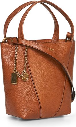 Chlo&eacute; Womens Tote Bag Spin Brown Calf Leather Handbags Hand
