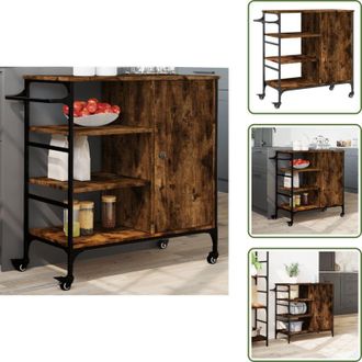 vidaXL Carrello da cucina con ruote - vidaXL Carrello Cucina Rovere Fumo 87,5x38,5x84,5 cm Legno Multistrato - Carrello da cucina con freni