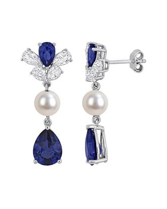 Rina Limor Silver 7.08 ct. tw. Lab-Grown Created Blue Sapphire 33, Created White Sapphire, Created White Sapphire, Pearl & 6-6