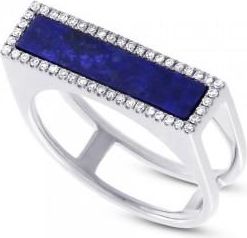 Allurez 0.15ct Diamond & 1.06ct Lapis 14k White Gold Ladys Ring