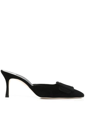Manolo Blahnik Maysale buckled mules - Black