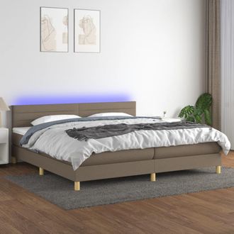 vidaXL Vidaxl - Cama Box Spring Con Colch&oacute;n Led Tela Gris Taupe 200x200 Cm