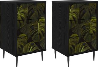 vidaXL Mesa De Noche Elburg 2 Uds. Roble Negro 36 X 33 X 61 Cm Vidaxl