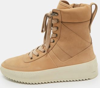 Fear of God Brown Nubuck Leather Military High Top Sneakers
