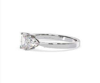 The Diamond Store Aurora Lab Diamond Emerald Cut and Trillion 1.00ct Ring in 18K White Gold F/VS1