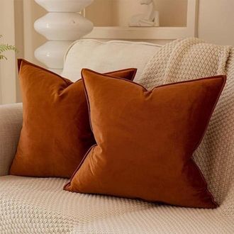 OEM Juego De Fundas De Almohada De Terciopelo Ultrasuave Con Cremallera, En Colores Lisos Y Con Dise&ntilde;os Decorativos Cuadrados. Ideales Para Sof&aacute;s, Dormito