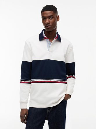 Tommy Hilfiger Mens Tommy Jeans Colorblock Rugby Sweatshirt - Ancient White - XL