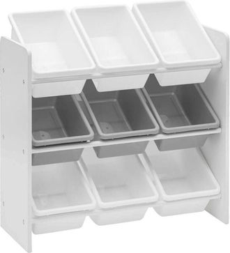 Mobili Rebecca Mobili Rebecca - Rebecca Mobili Organizer per Giocattoli Scaffale per Cameretta mdf Bianco con 9 Scatole Rimovibili