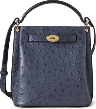 Mulberry Islington Ostrich Embossed Leather Bucket Bag in Stormy Blue at Nordstrom