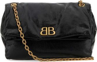 Balenciaga Black Leather Medium Monaco Shoulder Bag