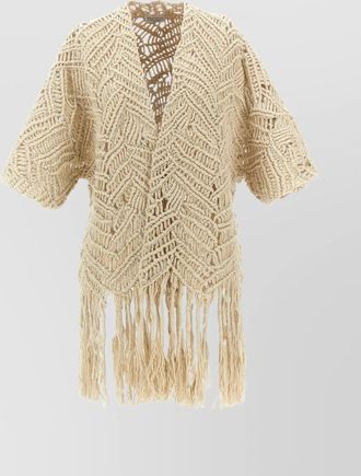 Brunello Cucinelli silk linen macram&eacute; cardigan
