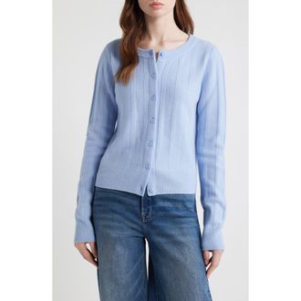 Reformation Hannah Merino Wool Cardigan in Ice Water at Nordstrom, Size X-Small