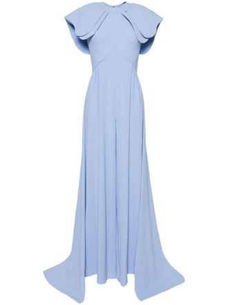 Saiid Kobeisy crepe jumpsuit with back overskirt - Blue