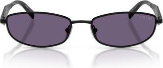 Prada 55mm Oval Sunglasses in Satin Black/violet at Nordstrom