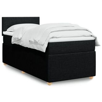 vidaXL Cama Box Spring Con Colch&oacute;n Tela Negro 90x200 Cm Vidaxl