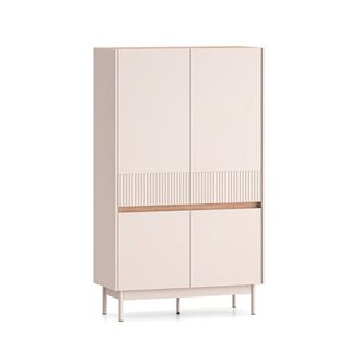 Petits Meubles Armario bajo 4 puertas paneles mdf cachemira y madera