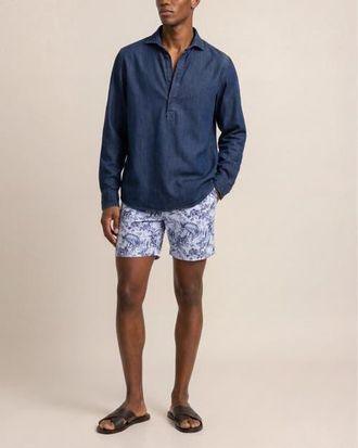 Orlebar Brown Cesare Relaxed Fit Shirt in Lago Blue at Nordstrom, Size Xx-Large