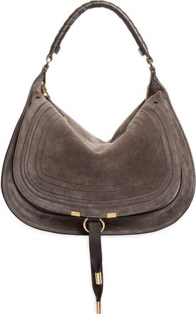 Chlo&eacute; Medium Marcie Suede Shoulder Bag in Kohl Brown at Nordstrom