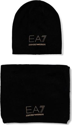 Emporio Armani Set sciarpa e berretto con logo - Nero