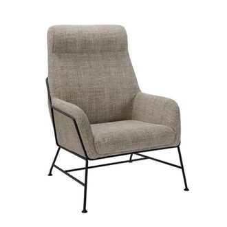 Koketto Home Butaca alta en tejido jaspeado color topo y estructura de metal