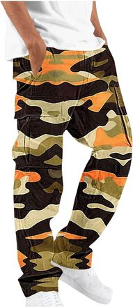 Generic Mens Joggers, Cargo Trousers for Men UK Work Pants with Multiple Pockets Lightweight Tactical Combat Trouser Jogger Elasticated Waist Casual Outdoor H