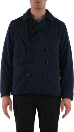 Aspesi Dubbelbreasted jas met klassieke revers - Heren - Zomerjassen - Blauw - L - Polyester - Jassen