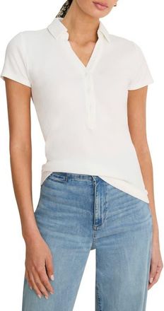 Nic+Zoe Perfect Knit Rib Polo in Paper White at Nordstrom, Size X-Large