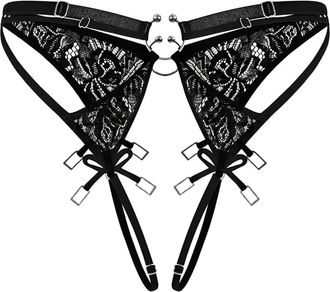 Zhilyova Slip Aurora con pizzo e dettagli anelli - Nero