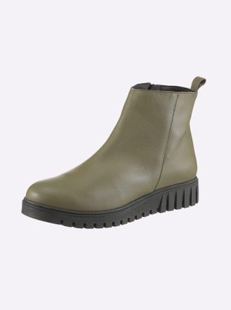 Heine Stiefelette HEINE, Damen, Gr. 37, gr&uuml;n (khaki), Glattleder, Leder, Schuhe Stiefelette