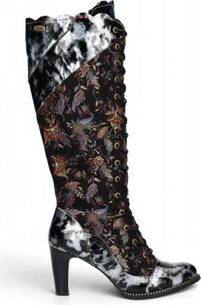 Laura Vita Womens Victorian Black Leather Lace-Up Long Heel High Boots - Alcbaneo-158