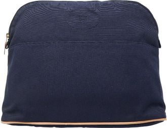 Herm&egrave;s Navy Canvas Leather Pouch (Pre-Owned)