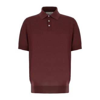 Brunello Cucinelli Brunello Cucinelli, Polo Shirts, male, Red, Size: XL Fine-knit Polo Shirt